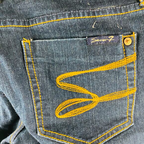 Seven7 Jeans‎ Wide Leg Dark Wash Raw Hem Mid-Rise Size 29 - Picture 6 of 8